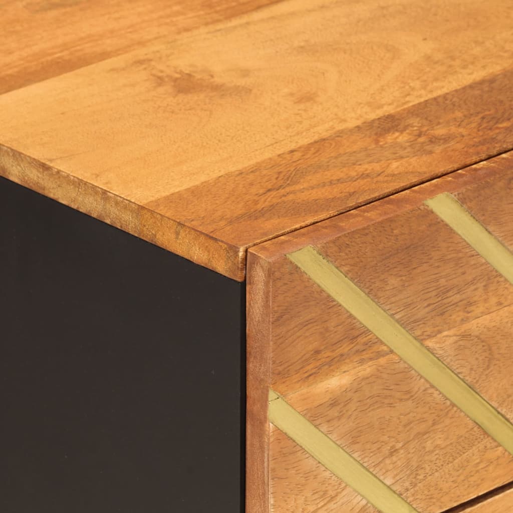 Bedside Cabinet Brown And Black 50X33X60 Cm Solid Wood Mango