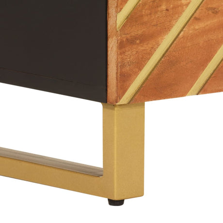 Bedside Cabinet Brown And Black 50X33X60 Cm Solid Wood Mango