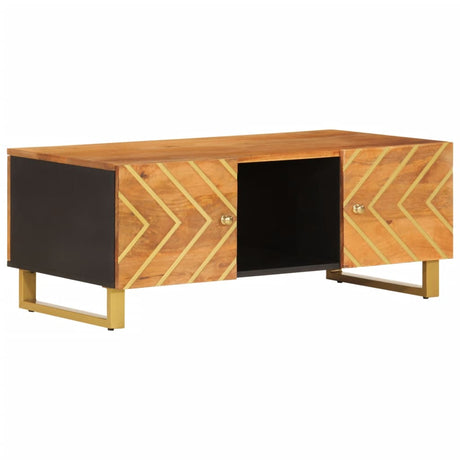 Coffee Table Brown And Black 100X54X40 Cm Solid Wood Mango