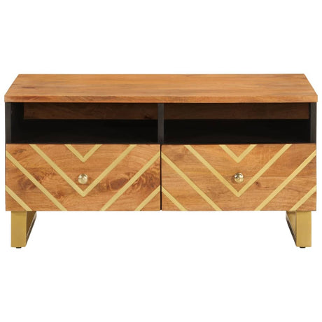 Coffee Table Brown And Black 80X54X40 Cm Solid Wood Mango