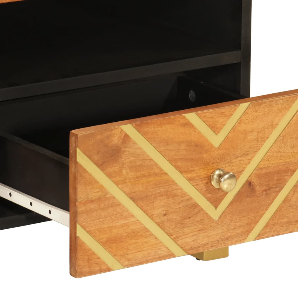 Coffee Table Brown And Black 80X54X40 Cm Solid Wood Mango