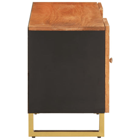 Tv Cabinet Brown And Black 105X33.5X46 Cm Solid Wood Mango