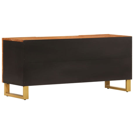 Tv Cabinet Brown And Black 105X33.5X46 Cm Solid Wood Mango