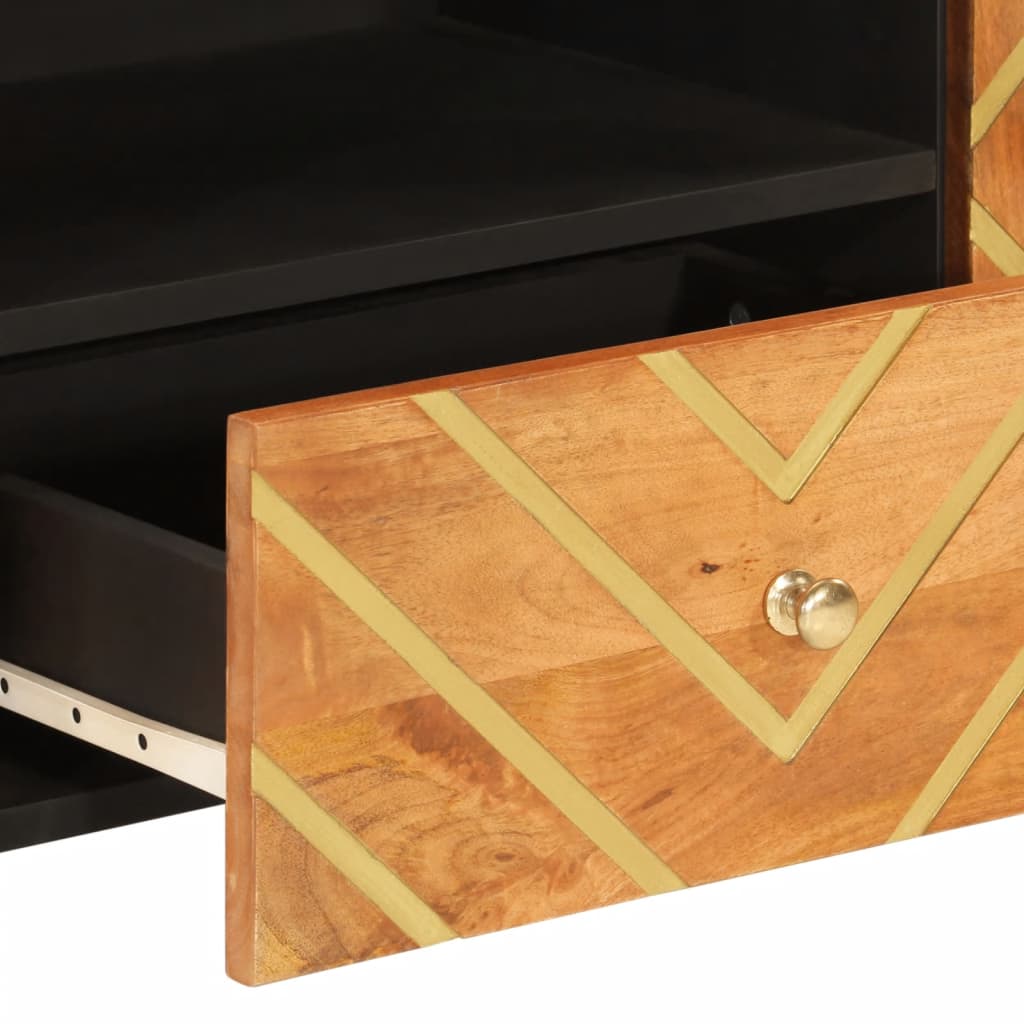 Tv Cabinet Brown And Black 105X33.5X46 Cm Solid Wood Mango