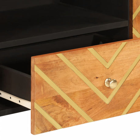 Tv Cabinet Brown And Black 105X33.5X46 Cm Solid Wood Mango