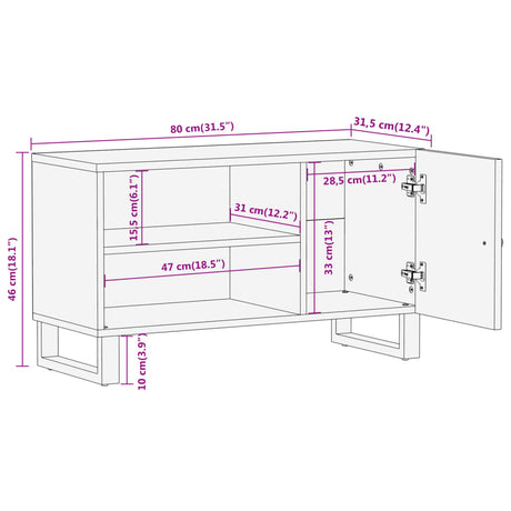 Tv Cabinet Brown And Black 80X31.5X46 Cm Solid Wood Mango