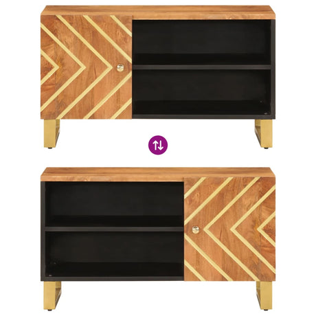 Tv Cabinet Brown And Black 80X31.5X46 Cm Solid Wood Mango