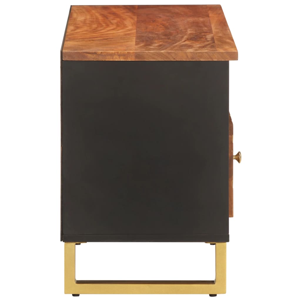 Tv Cabinet Brown And Black 100X33.5X46 Cm Solid Wood Mango