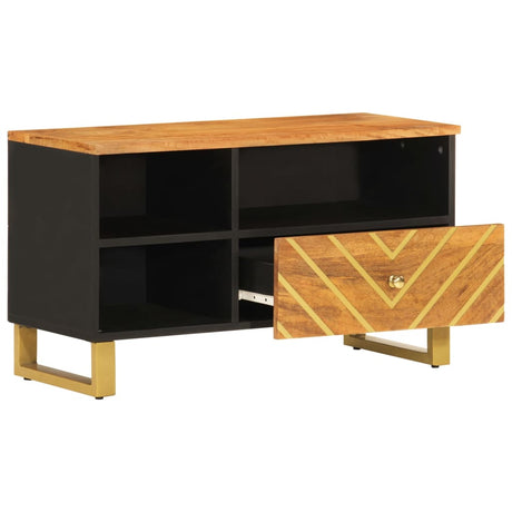 Tv Cabinet Brown And Black 80X33.5X46 Cm Solid Wood Mango