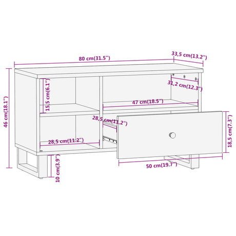 Tv Cabinet Brown And Black 80X33.5X46 Cm Solid Wood Mango