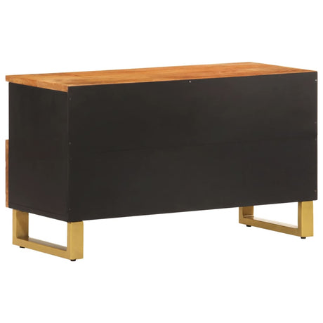 Tv Cabinet Brown And Black 80X33.5X46 Cm Solid Wood Mango