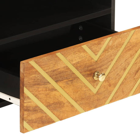 Tv Cabinet Brown And Black 80X33.5X46 Cm Solid Wood Mango