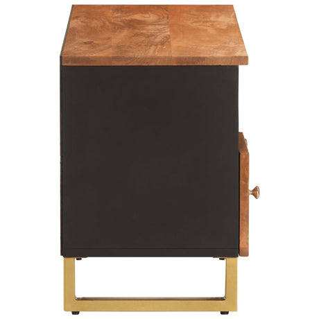 Tv Cabinet Brown And Black 100X33.5X46 Cm Solid Wood Mango
