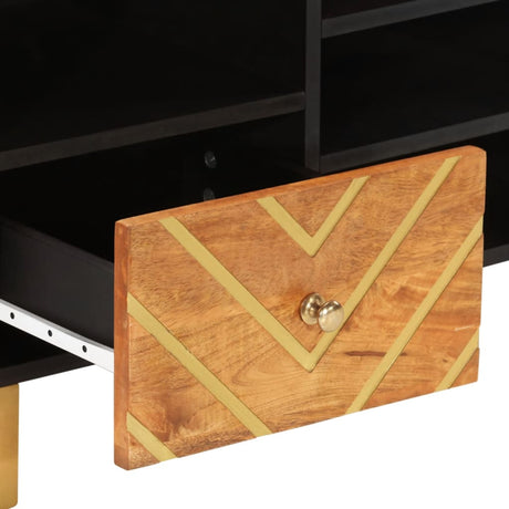 Tv Cabinet Brown And Black 100X33.5X46 Cm Solid Wood Mango