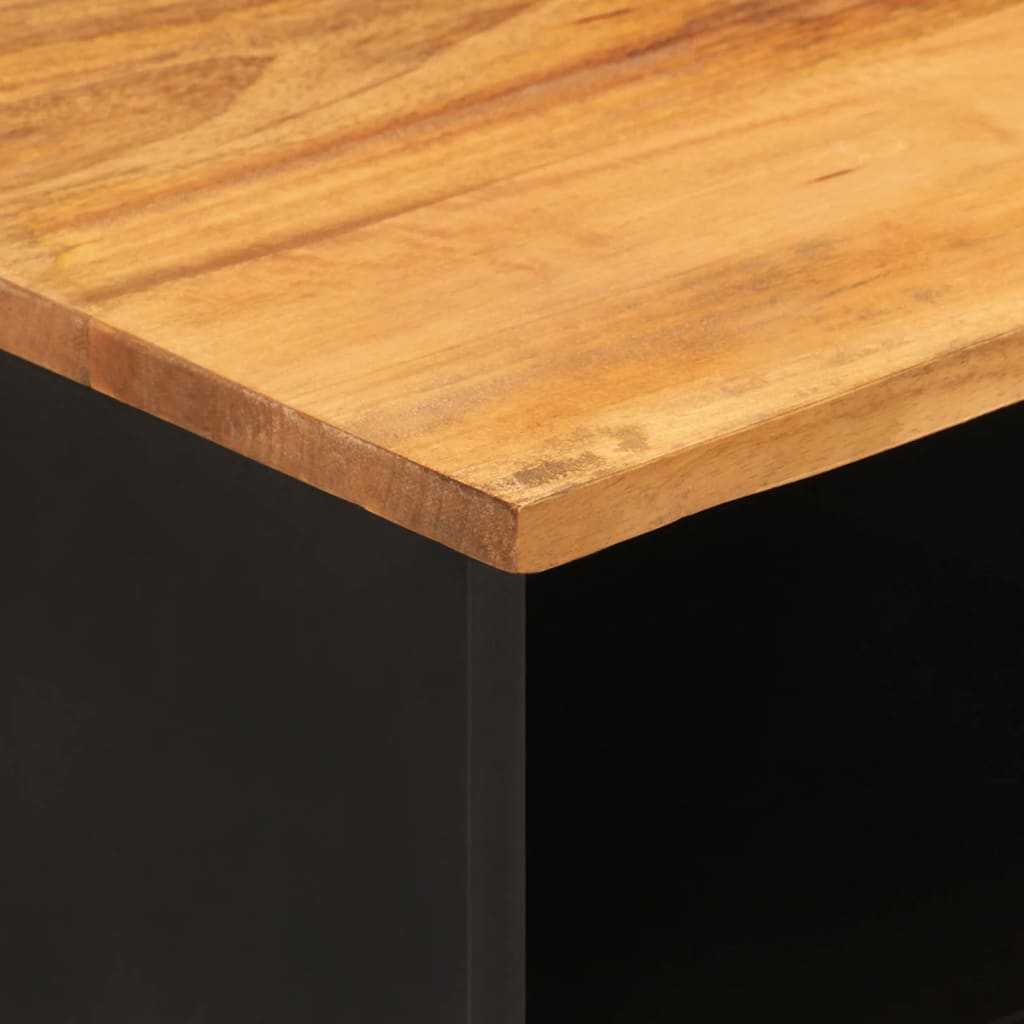 Tv Cabinet Brown And Black 100X33.5X46 Cm Solid Wood Mango
