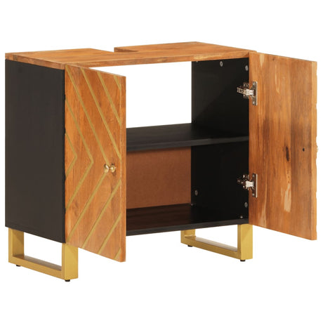 Bathroom Sink Cabinet Brown And Black Solid Wood Mango