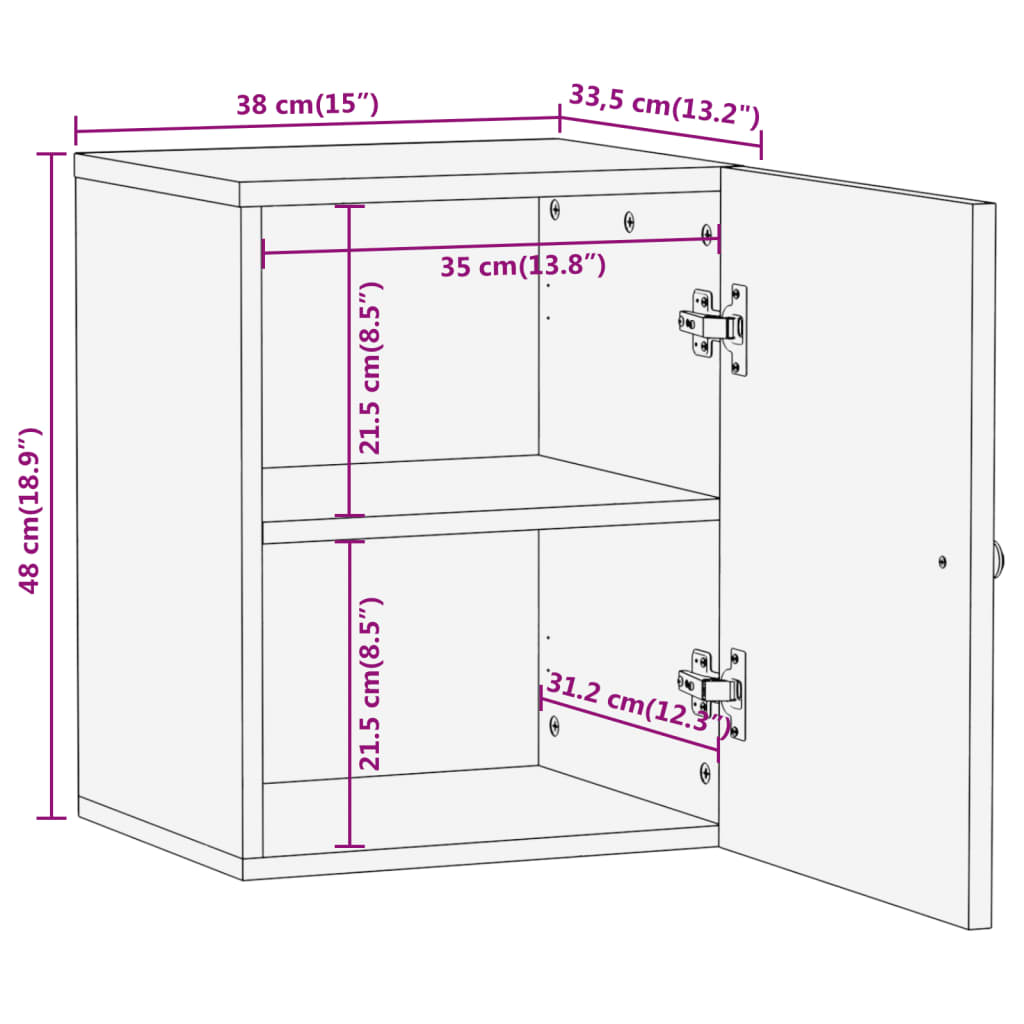 Bathroom Wall Cabinet Brown And Black Solid Wood Mango