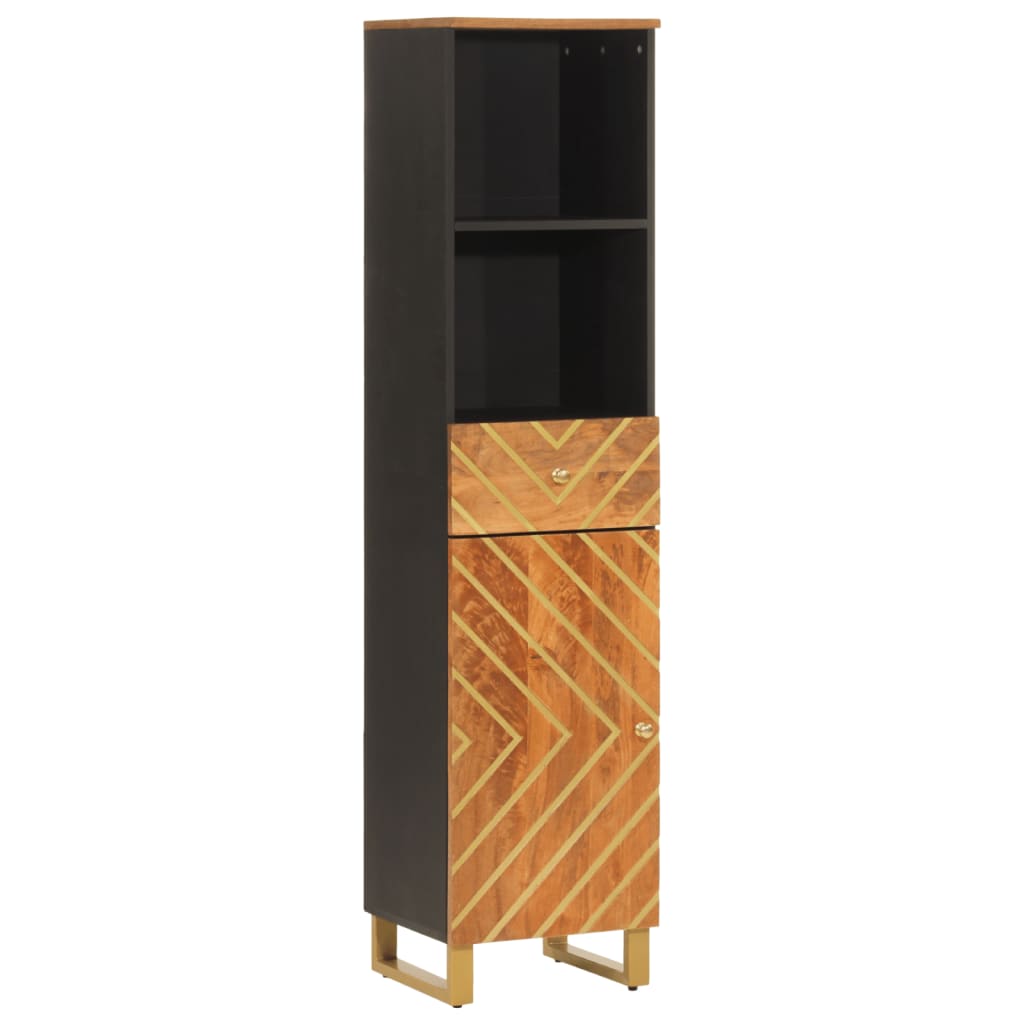 Bathroom Cabinet Brown And Black 38X33.5X160 Cm Solid Wood Mango