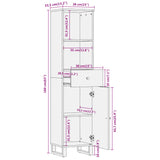 Bathroom Cabinet Brown And Black 38X33.5X160 Cm Solid Wood Mango