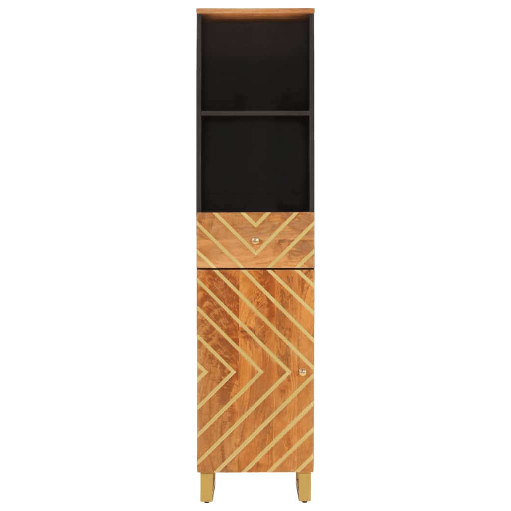 Bathroom Cabinet Brown And Black 38X33.5X160 Cm Solid Wood Mango