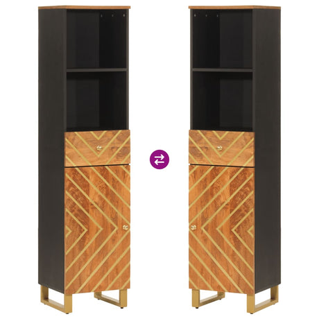 Bathroom Cabinet Brown And Black 38X33.5X160 Cm Solid Wood Mango