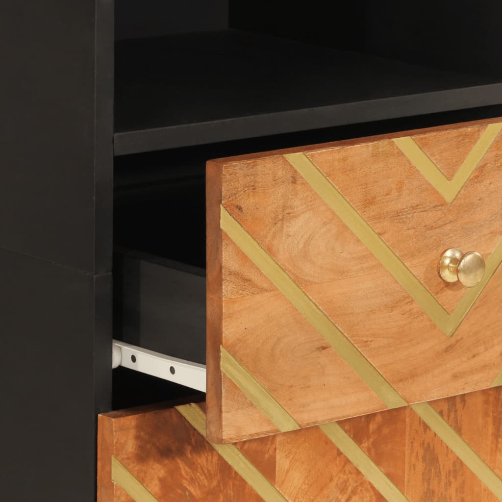 Bathroom Cabinet Brown And Black 38X33.5X160 Cm Solid Wood Mango
