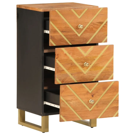 Side Cabinet Brown And Black 40X33.5X75 Cm Solid Wood Mango
