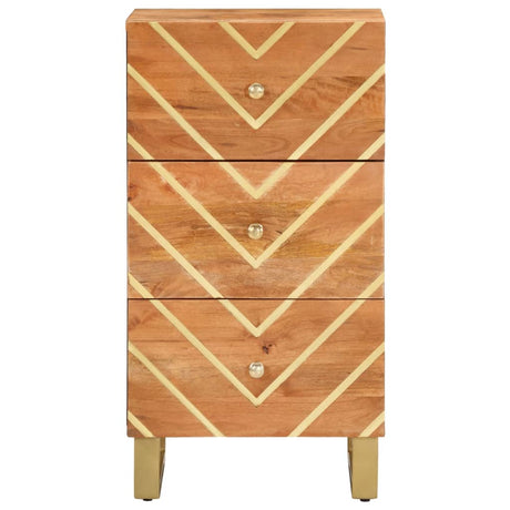 Side Cabinet Brown And Black 40X33.5X75 Cm Solid Wood Mango
