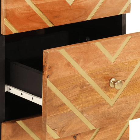 Side Cabinet Brown And Black 40X33.5X75 Cm Solid Wood Mango