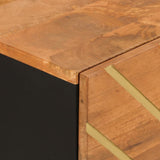 Side Cabinet Brown And Black 40X33.5X75 Cm Solid Wood Mango