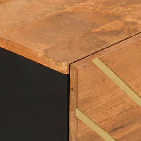 Side Cabinet Brown And Black 40X33.5X75 Cm Solid Wood Mango