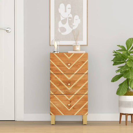 Side Cabinet Brown And Black 40X33.5X75 Cm Solid Wood Mango