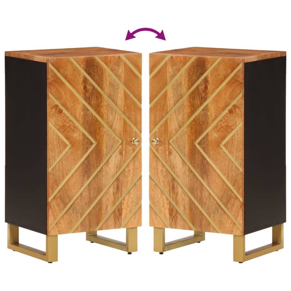 Side Cabinet Brown And Black 40X33.5X75 Cm Solid Wood Mango