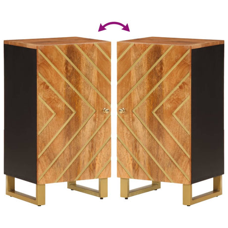 Side Cabinet Brown And Black 40X33.5X75 Cm Solid Wood Mango