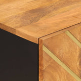Side Cabinet Brown And Black 40X33.5X75 Cm Solid Wood Mango