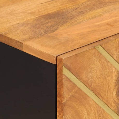 Side Cabinet Brown And Black 40X33.5X75 Cm Solid Wood Mango