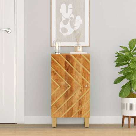 Side Cabinet Brown And Black 40X33.5X75 Cm Solid Wood Mango