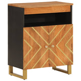 Side Cabinet Brown And Black 60X33.5X75 Cm Solid Wood Mango