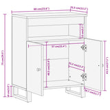 Side Cabinet Brown And Black 60X33.5X75 Cm Solid Wood Mango