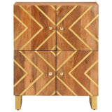 Side Cabinet Brown And Black 60X33.5X75 Cm Solid Wood Mango