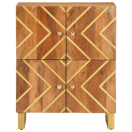 Side Cabinet Brown And Black 60X33.5X75 Cm Solid Wood Mango