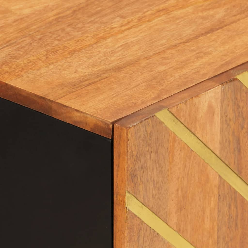 Side Cabinet Brown And Black 60X33.5X75 Cm Solid Wood Mango