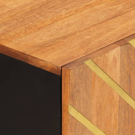 Side Cabinet Brown And Black 60X33.5X75 Cm Solid Wood Mango