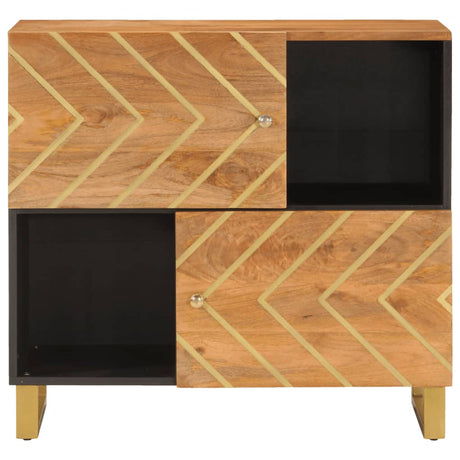 Side Cabinet Brown And Black 80X33.5X75 Cm Solid Wood Mango