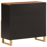 Side Cabinet Brown And Black 80X33.5X75 Cm Solid Wood Mango