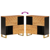 Side Cabinet Brown And Black 80X33.5X75 Cm Solid Wood Mango