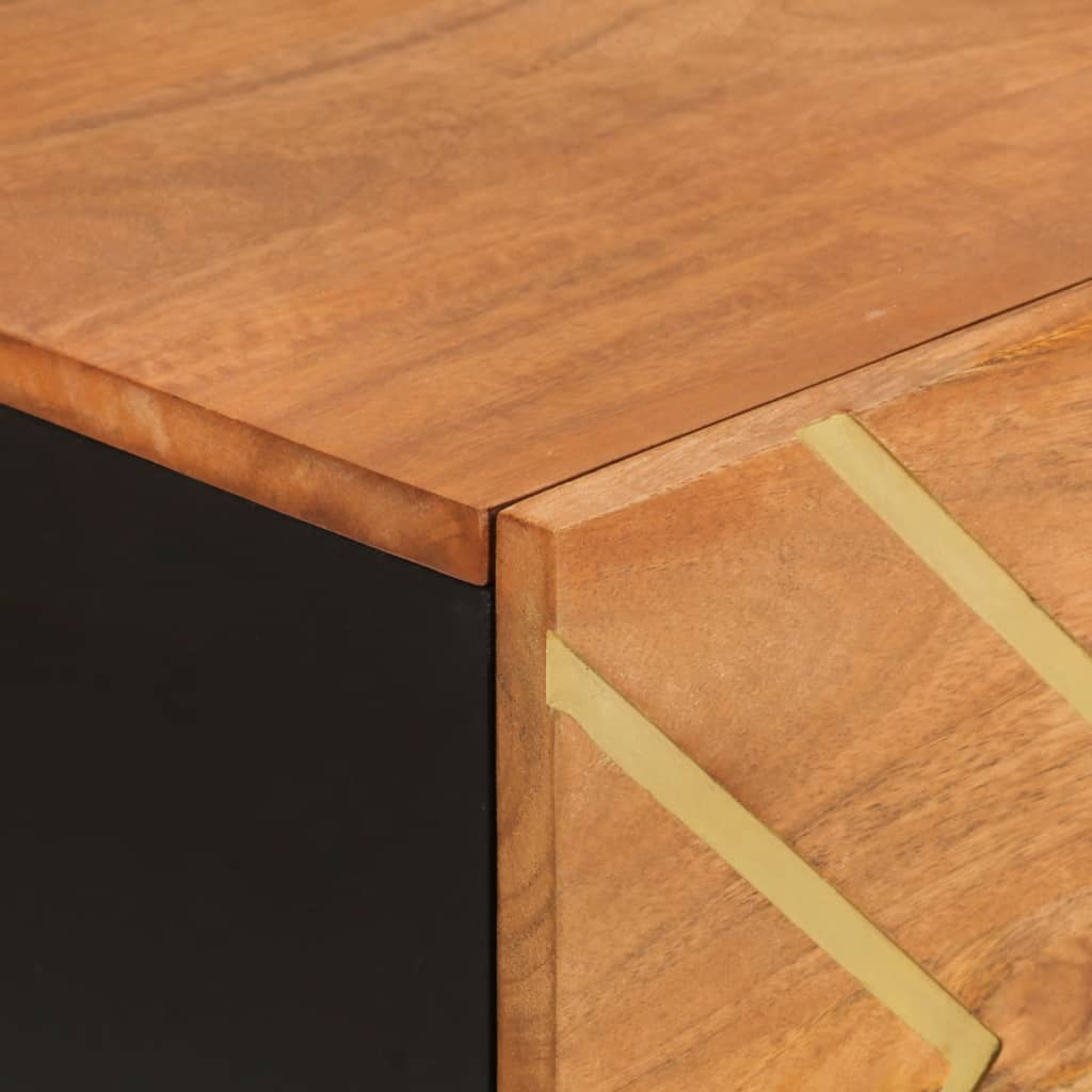 Side Cabinet Brown And Black 80X33.5X75 Cm Solid Wood Mango