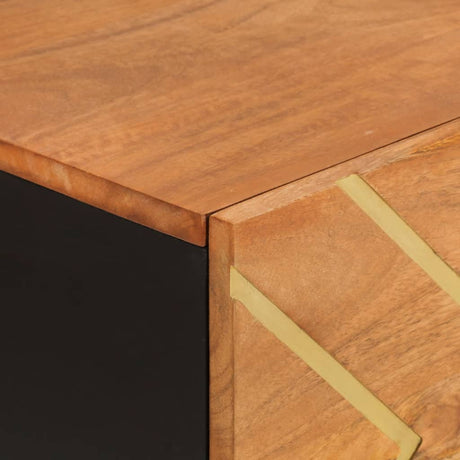 Side Cabinet Brown And Black 80X33.5X75 Cm Solid Wood Mango