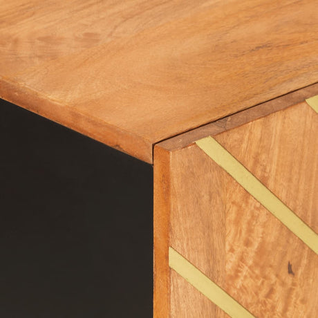 Side Cabinet Brown And Black 90X33.5X75 Cm Solid Wood Mango