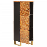 Highboard Brown And Black 40X33.5X110 Cm Solid Wood Mango